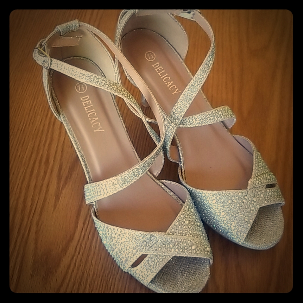 Silver bling high heels